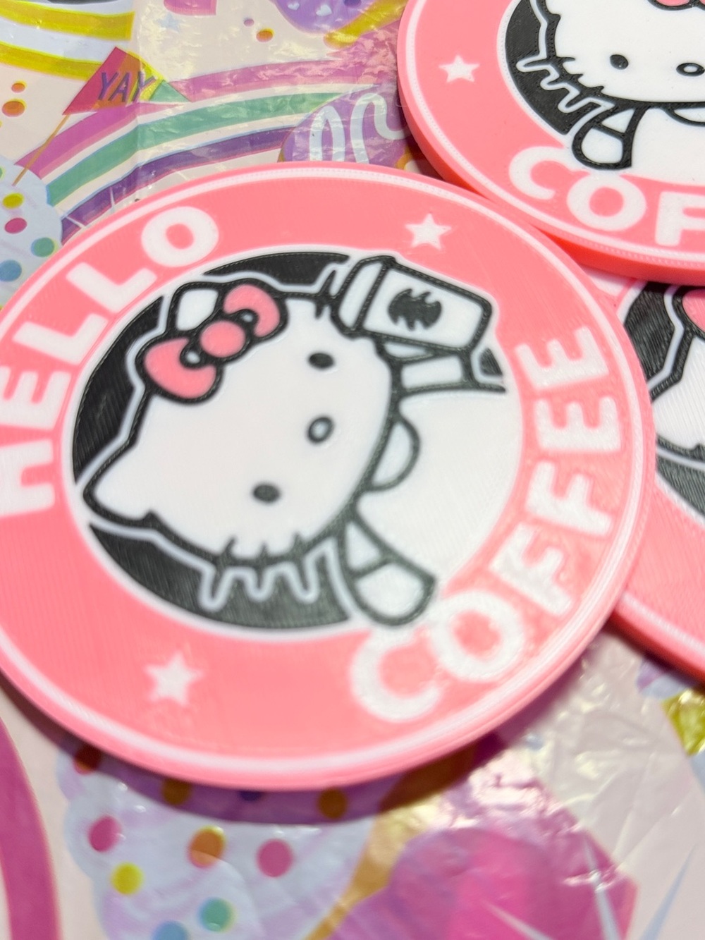 Sanrio Hello Kitty Pink and White Coffee Coaster